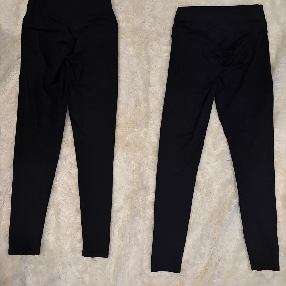 2 Pair Black High-Waisted Leggings